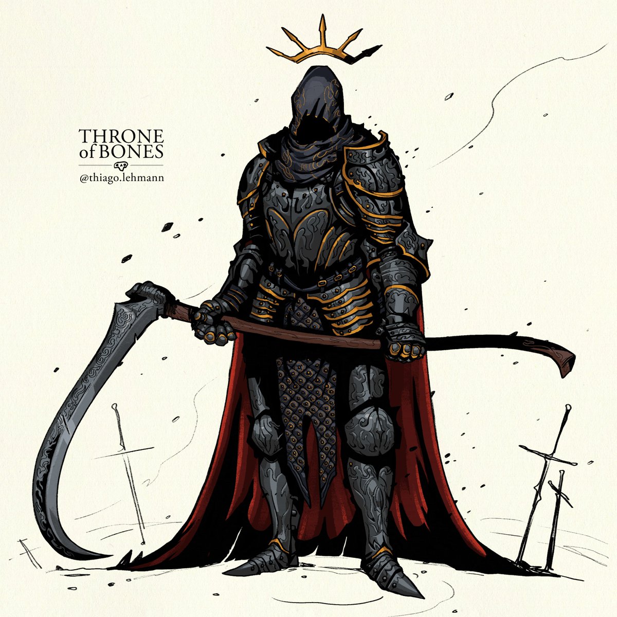 lehmannthiago's tweet photo. A dark knight waits inside an old cathedral, guarding the remains of the lady he swore to protect.

#darkfantasy #throneofbones https://t.co/GBj32ZhJbI