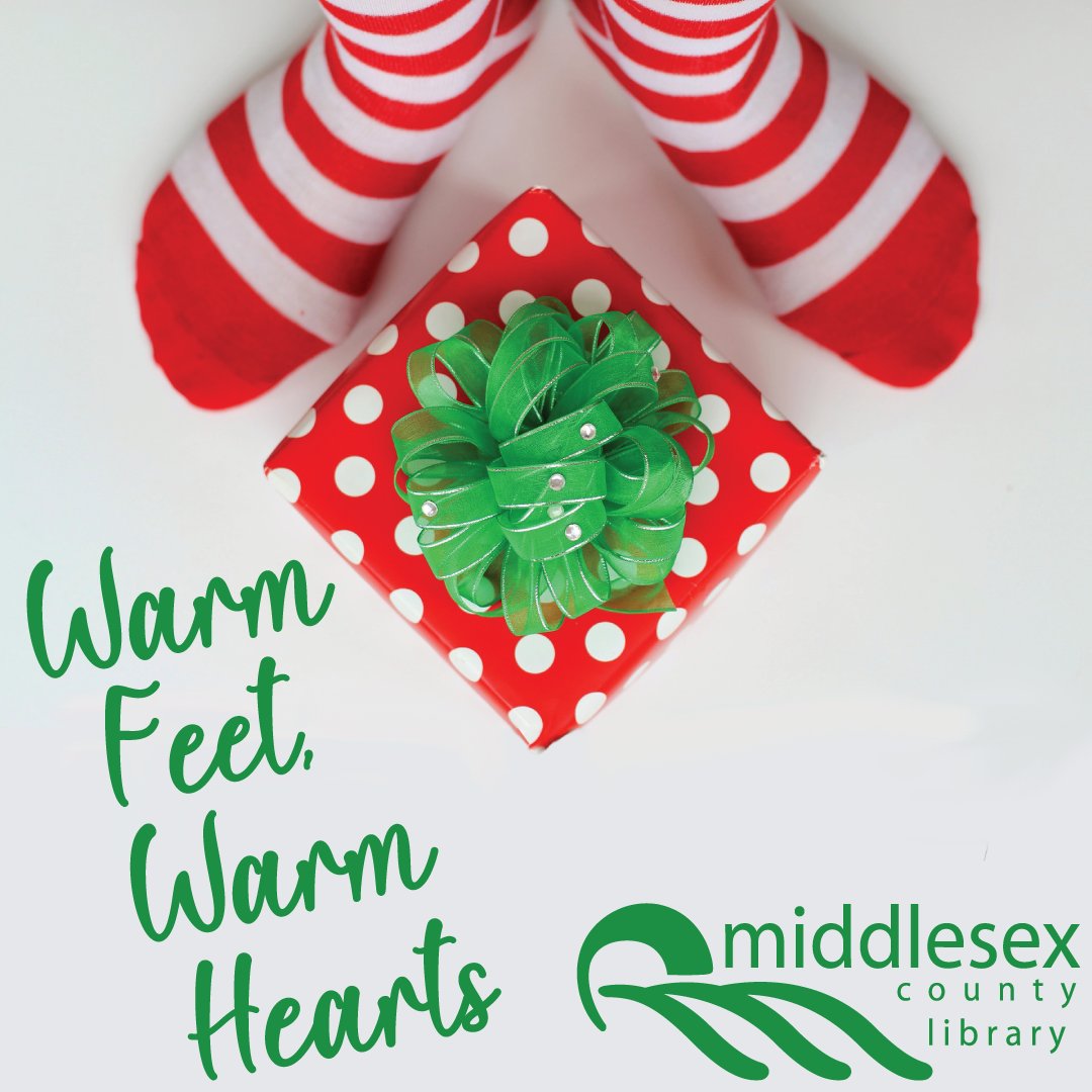 Give the gift of warmth by donating new socks at your local Middlesex County Library.  Socks for all ages, in all sizes are needed.  Donations will be distributed to those in need across Middlesex County. 
Donations accepted until December 17