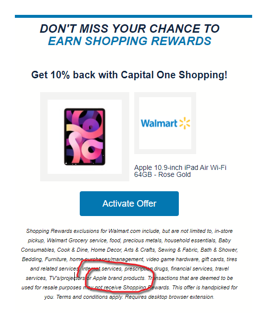 reb_ecca's tweet photo. @capitaloneshop you've been great, but this is a miss. https://t.co/YksvlOdhWh