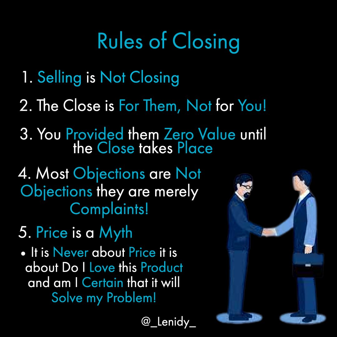 _Lenidy_'s tweet photo. Master the Close and you will Never Be Poor Again! 🤑
#closing #closingsale #sales #salestips @GrantCardone #sellingadvice #sellorbesold #selling #sell #sellingtips #sellingeverything #customer #choices #people #love #business #important #call #numbers #show #product #money https://t.co/LqM8GTW49U