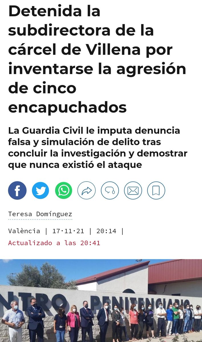 jucilnacional's tweet photo. Marlaska dio su apoyo a la directora de prisiones que ahora ha sido detenida por la Guardia Civil a la que imputan denuncia falsa y simulación de delito tras concluir su investigación y demostrar que nunca existió el ataque.

#27NMadrid
#NoALaInseguridadCiudadana
#SOSPRISIONES https://t.co/66jBguhSmo