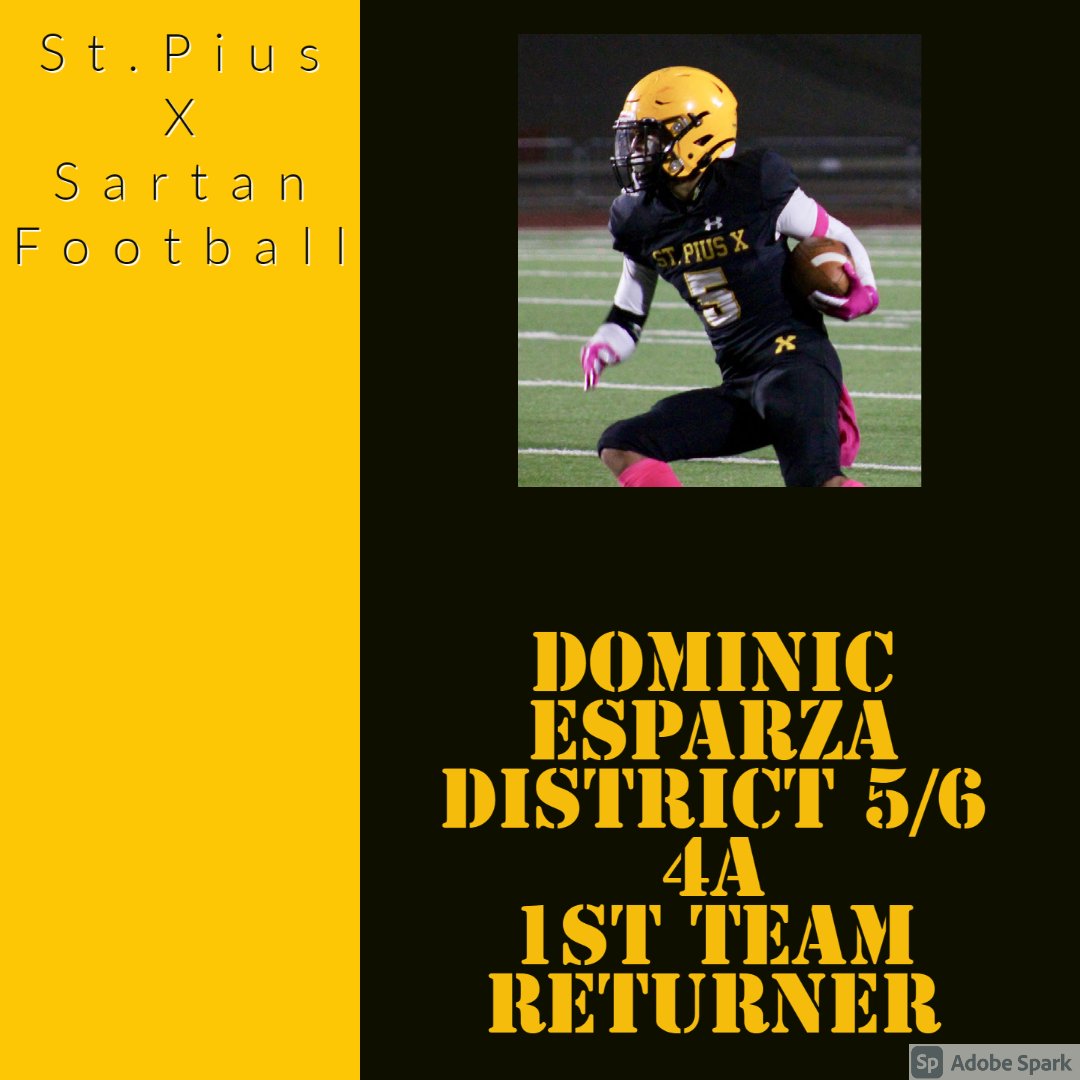 Sartan_football's tweet photo. Congratulations to Dominic Esparza for earning 1st team all district at Corner and returner. He had 5 ints on the year 1 returned for a TD. Over 60 tackles had 5 returns for touchdowns 3 on KOR and 2 on Punts and over 1000 yards on returns #sartanfootball #sonsofx https://t.co/UY5XxuuCQe