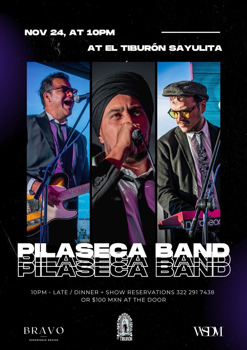 pilasecaband's tweet photo. Por primera vez estaremos llevando nuestra música a Sayulita,Nay. Nos vemos en 1 semana por allá 🏖. Gracias @eltiburonsayulita @jenniferwingo77 @bravoexperiencedesign @wsdmmarketing por invitarnos. ¡Party time! 🎉 #pilaseca #pilasecaband #eltiburonsayulita https://t.co/8OJVUYvf3R