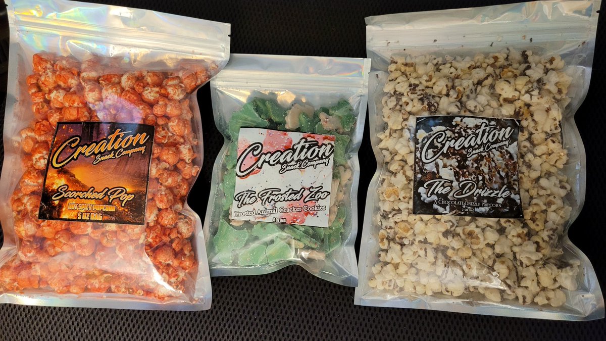 DarthAirborne's tweet photo. Just got in my order from @CreationSnacks. Got little bit for everyone in the family. Damn that spicy popcorn is good. If you make an order, make sure to use code "KSI" to support our gaming community, and save yourself some money on your order! @KSIGlobalGaming https://t.co/vNlc6cr5Yz