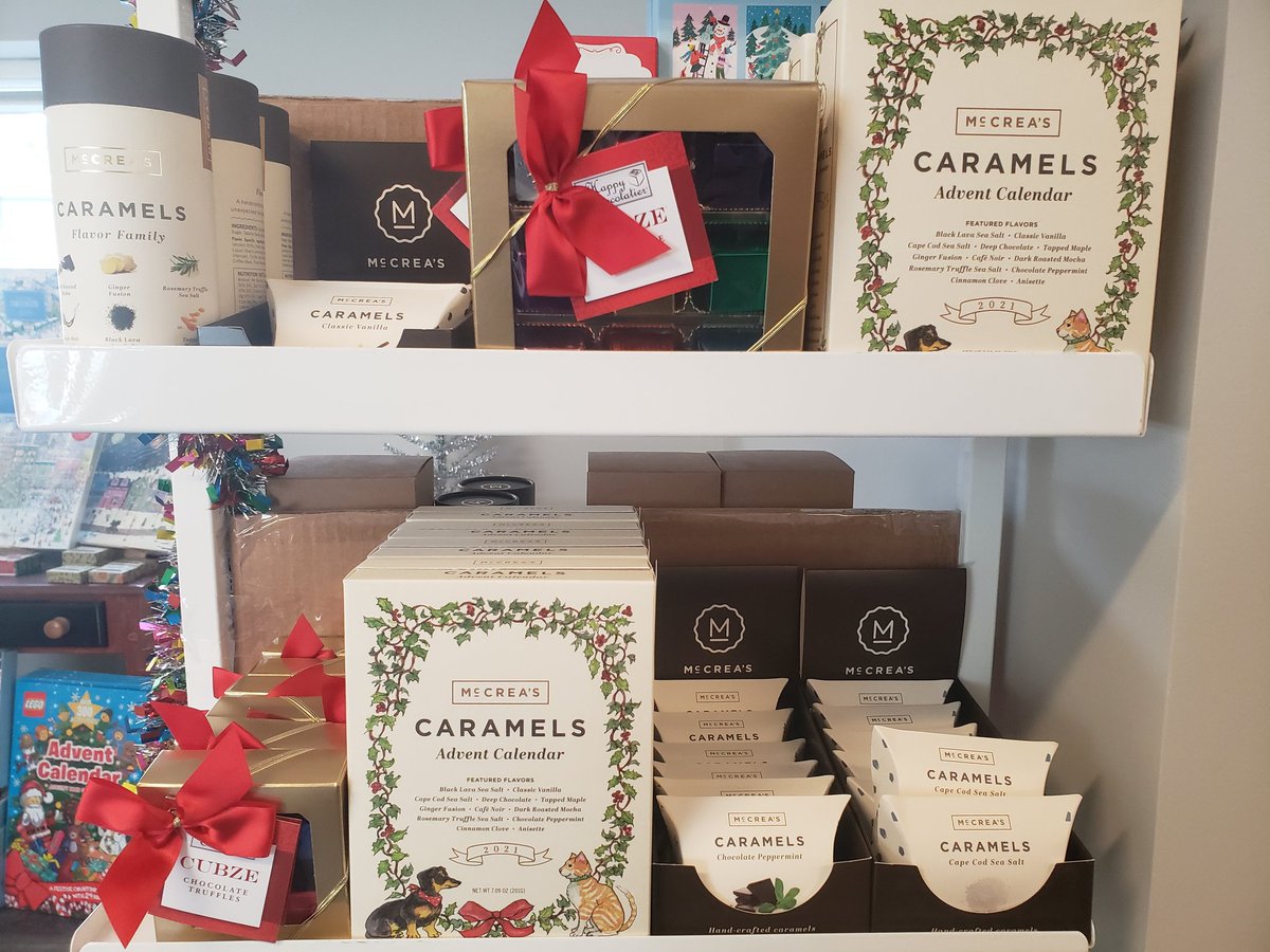 THEY'RE BACK!!! 4- and 9-piece Holiday Cubze samplers from <a href="/HappyChoclatier/">TheHappy Chocolatier</a>!!! Between them and advent calendars, tubes and pillows of caramels from <a href="/McCreasCandies/">McCrea's Candies</a>, we have plenty of both of our local favorite treats on hand to supplement your holiday gift buying!