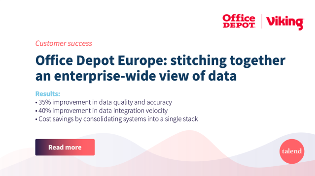 sonofknute's tweet photo. “With @Talend the customer experience improves because we’re getting better at making the right customer decisions based on trusted data earlier.” - Matt Steell, Director of Information and Integration Architecture, @officedepot Europe. Read their story: https://t.co/oj4ZLOZ77r https://t.co/9CdcY3HP5W