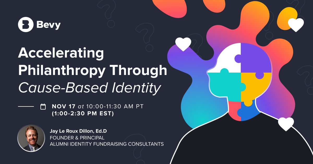 Why do some community members give &amp; others don't?

Join <a href="/jayldillon/">Jay Le Roux Dillon, Ed.D.</a> on November 22 to learn how you can engage your alumni &amp; constituents.

We'll discuss:
💡Cause-Based Identity
💡Why Constituents Do or Don't Give
💡Engagement Strategies

RSVP! 👉bit.ly/3GJL1ns
