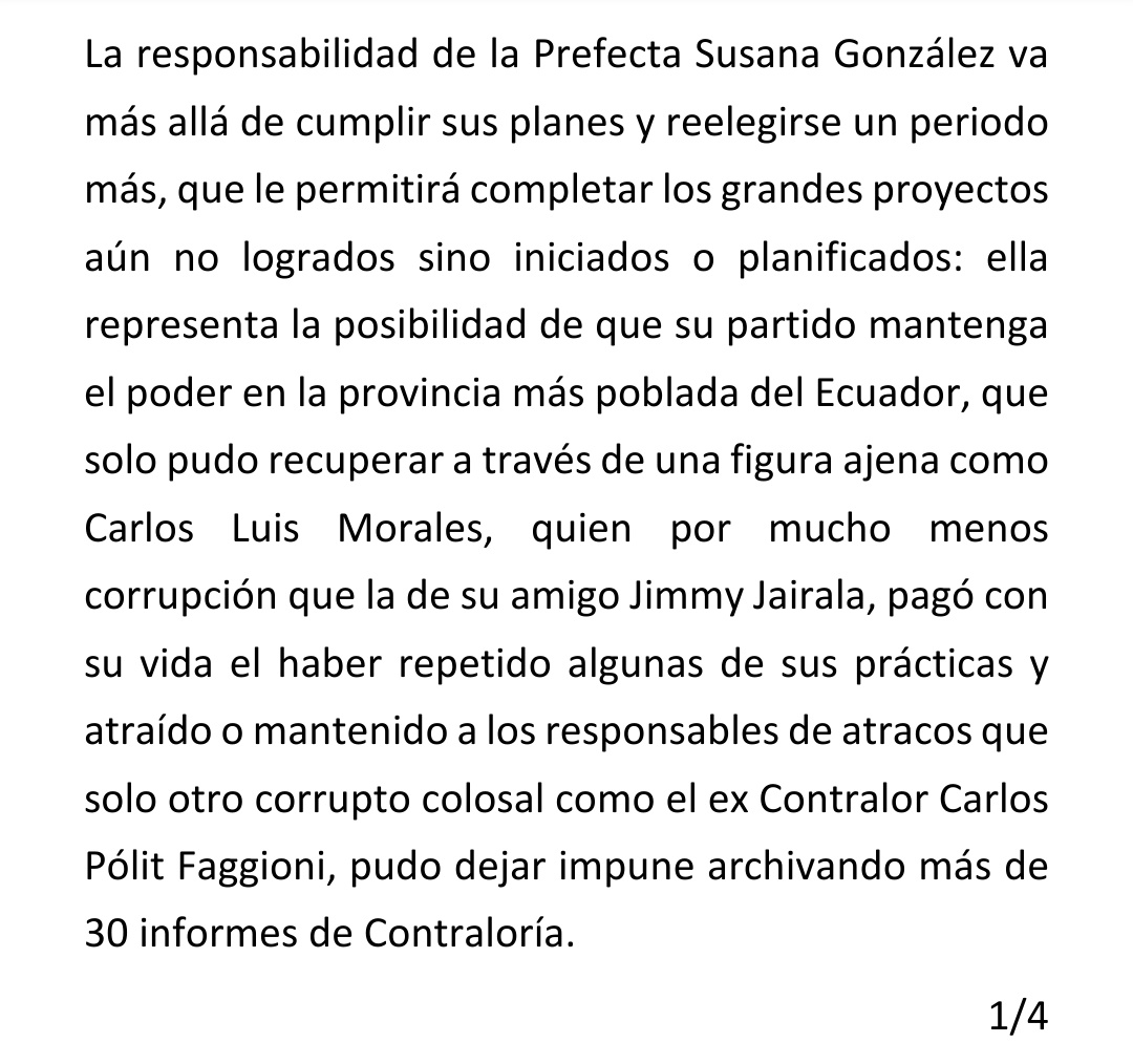 CarlosVerareal's tweet photo. SOBRE LA PREFECTA DEL GUAYAS: Mi comentario: https://t.co/Zs5yj59iJD
