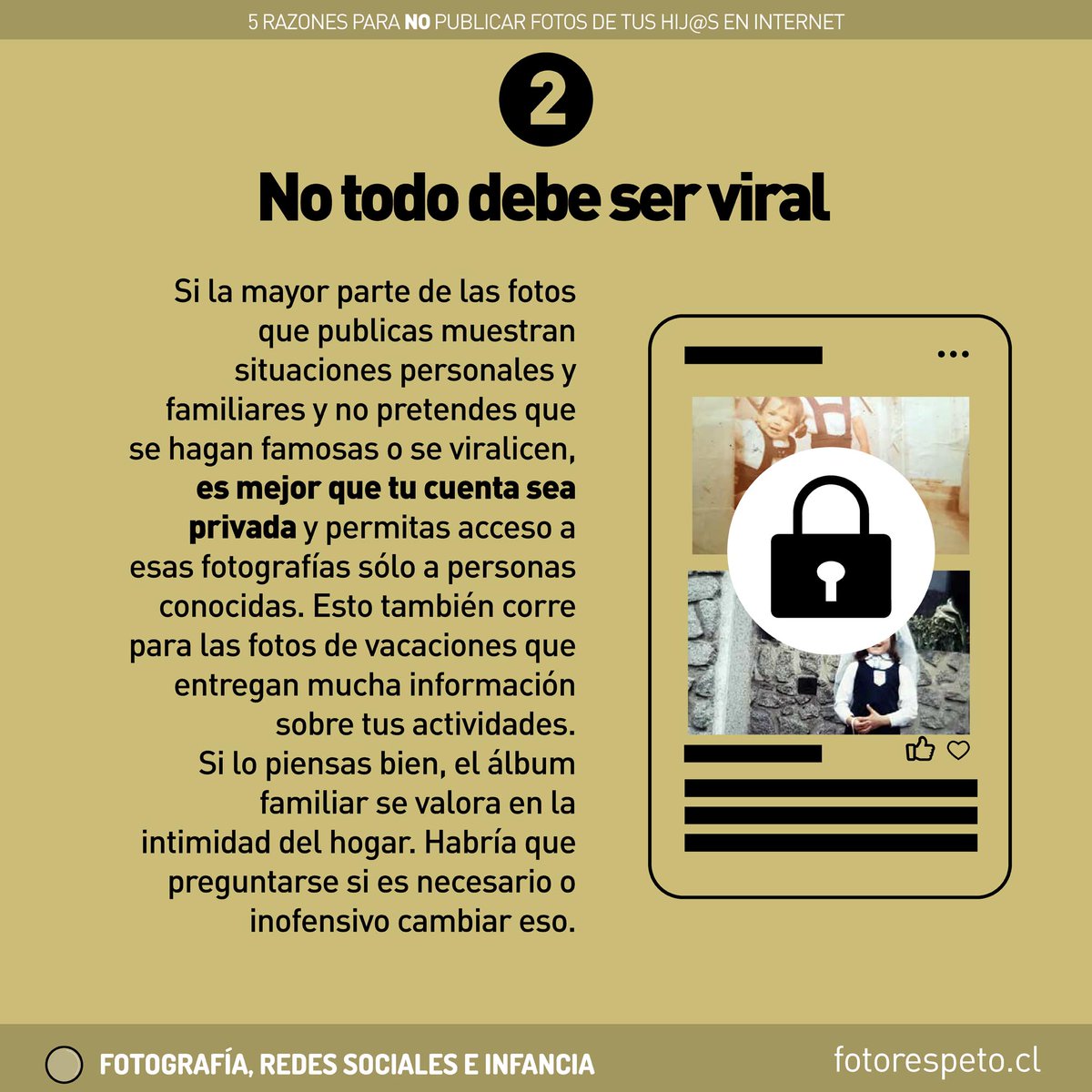fotorespeto's tweet photo. 5 razones para no publicar fotos de tus hij@s en redes sociales e internet (1a parte).
Conoce el proyecto @fotorespeto y descarga la guía desde https://t.co/pjZkZwU1Os https://t.co/3wDAxENSW7