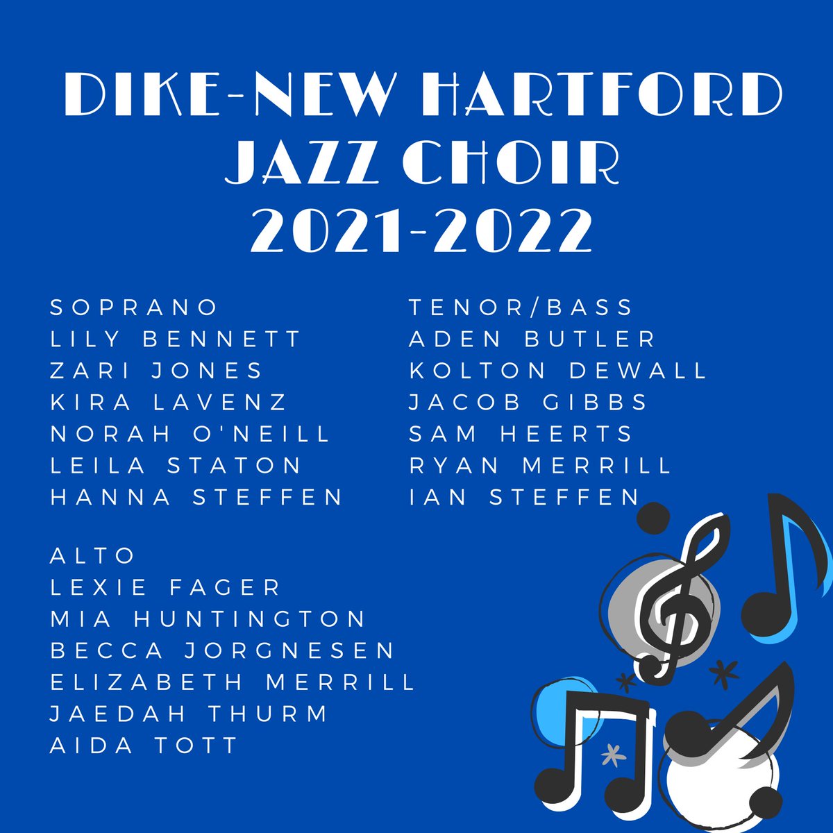 DnhMusic's tweet photo. DNH Show and Jazz Choirs 2021-2022. Congratulations to all who auditioned- the decisions are never easy. We begin show choir practices tomorrow morning at 7:15 a.m. 💙🎵🎶 #rollblue https://t.co/rMjQZgdiWe