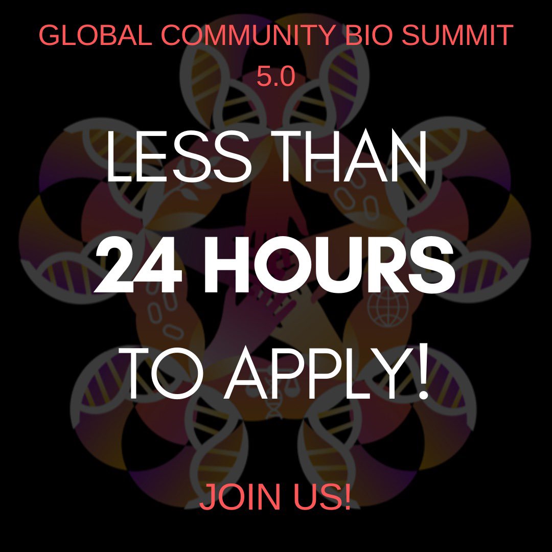 's tweet image. Head to biosummit.org now to apply!!! Applications close on Thursday at 9am ET. Join the more than 650+ community members from around the world for an epic weekend of movement building! Another world is possible! #CommunityBio #GlobalBioSummit
