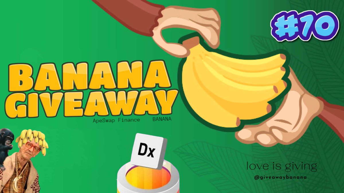 BANANA GIVEAWAY #70

Prize: 5x $BANANA 🍌
Worth of ~ $8 ($1,66 each)

1. Follow <a href="/giveawaybanana/">BG 🍌</a> 
2. Like and Retweet
3. Comment: #ApeSwap is partnering with <a href="/dxsale/">DxSale.Network</a> 🥳

Drawn: in ~ 24 hours

#giveaway #giveaways #cryptogiveaway
#BSC #crypto #cryptocurrency #ApeSwap