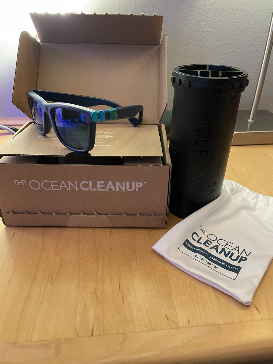 TheZonehawk's tweet photo. Ordered these awesome glasses and case made from recycled trash from the great pacific garbage patch. One pair will go to cleaning 24 football fields of trash in the ocean! So awesome to see real products come from @TheOceanCleanup #TeamSeas https://t.co/1qqc6K81Ps