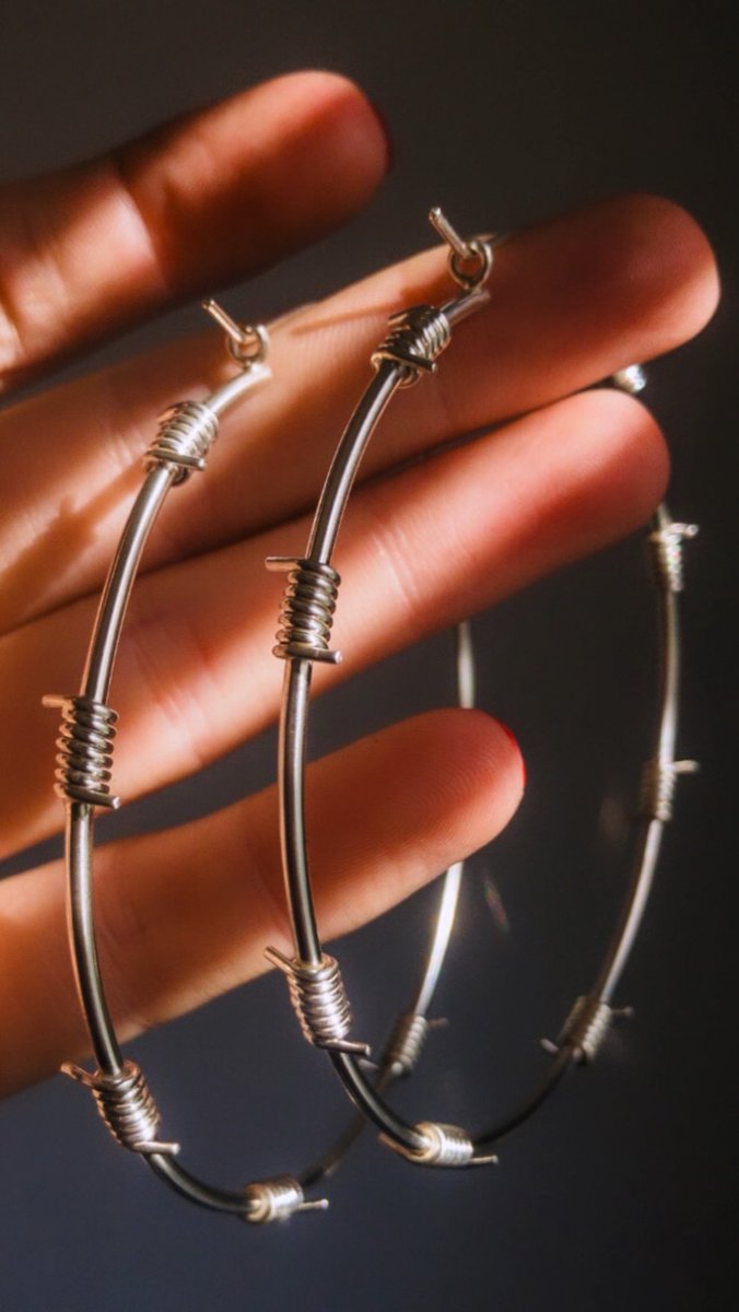 alloydjewelry's tweet photo. Handcrafted Sterling Barbed Wire Hoops https://t.co/FVx2Fq0S0z https://t.co/VL6LCotLoo