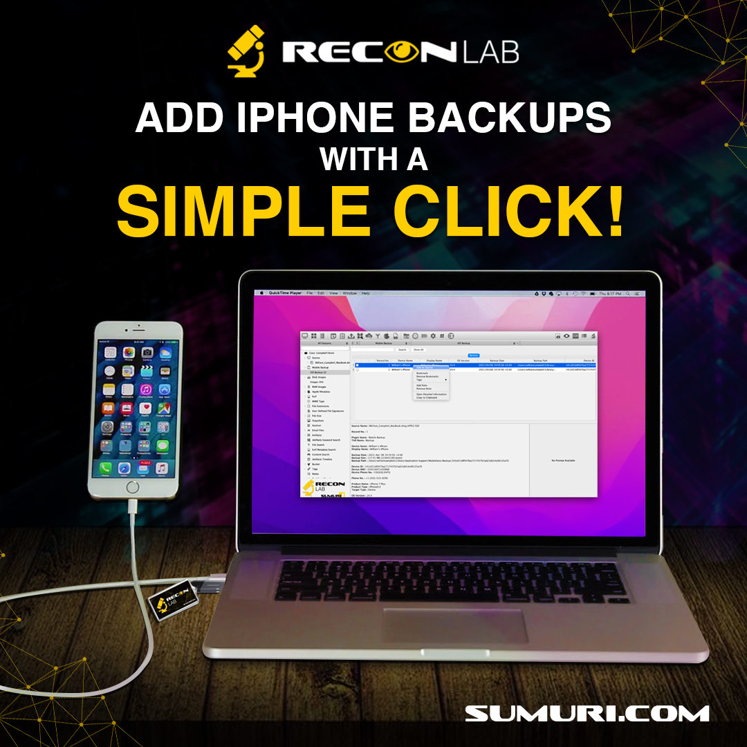 SUMURIForensics's tweet image. RECON LAB will automatically detect and categorize any iOS backups present on an image. You can then add them as a source with a simple right-click. Try streamlining your investigations today with a RECON LAB demo!

#SUMURI #RECONLAB #macOS12suppported #macOS12