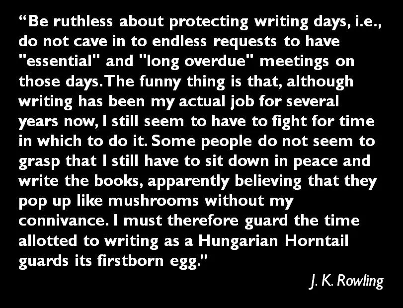 "Be ruthless about protecting writing days." J.K. Rowling <a href="/jk_rowling/">J.K. Rowling</a>
 #PhDchat #ECRchat #postdoc #AcWriMo2021 #phdforum