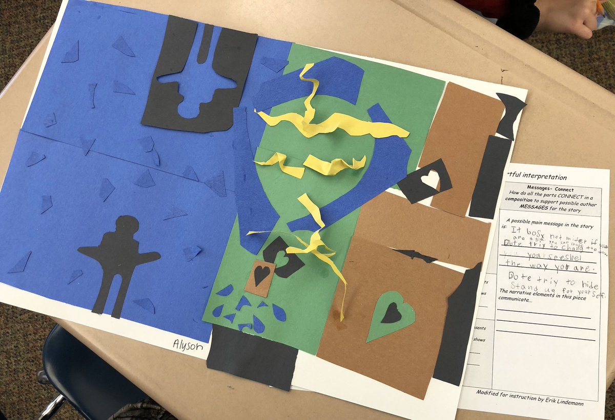 ErikLindemann_'s tweet photo. Supporting students as “active agents in their own learning” @culturesofthinking ; Artists crafting Matisse-style interpretations of narrative elements in “Riding Freedom” in order to formulate &amp; communicate main messages @OsborneElem @Ms_Rind97 @AbDPittsburgh @AgencybyDesign https://t.co/Qqu3BkJv9s