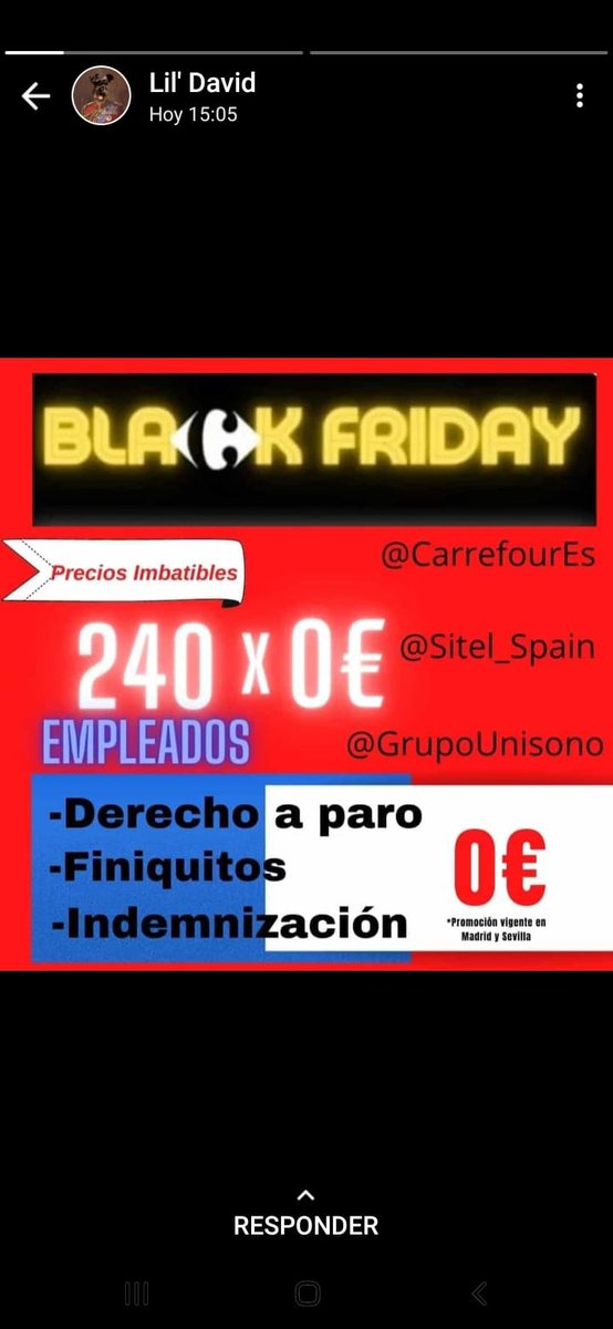 maramarilo's tweet photo. @CarrefourES No teneis verguenza, mucha oferta ...  pero habeis permitido que  muchas familias se queden en un limbo laboral, que decepción de empresa https://t.co/USZtD8Olt0