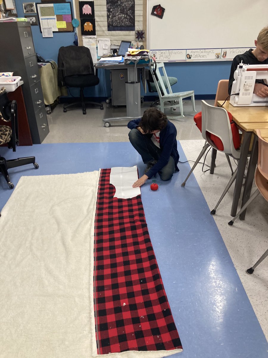 SCMS466MKough's tweet photo. @SCMS466 it looks like red Buffalo plaid is de rigeur for this semester’s sewing students!  Can’t wait to see all these pj pants and hoodies! https://t.co/G5NQ5i7Bh2