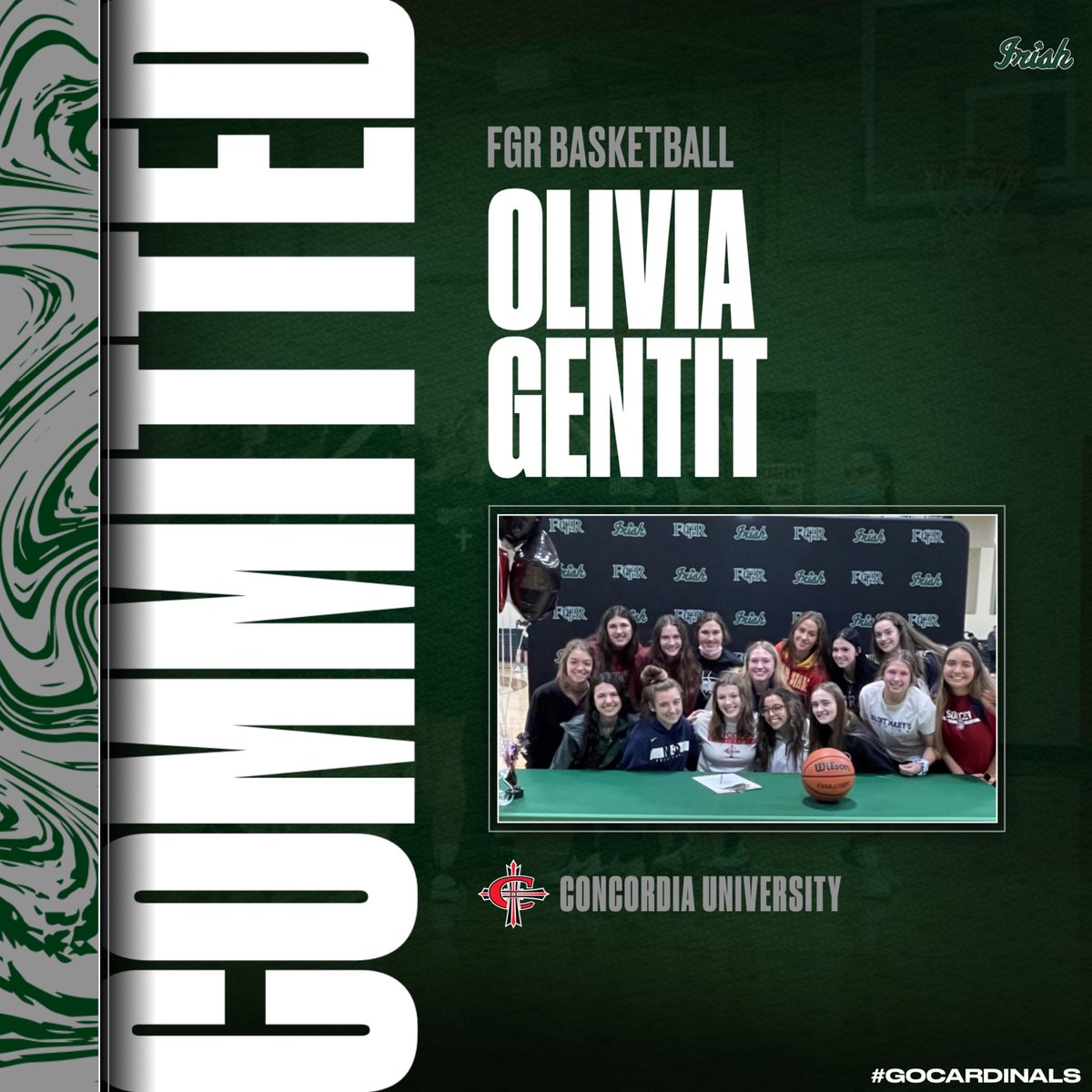 Congratulations to FGR Senior Olivia Gentit on her commitment to continue her athletic career next year. Olivia will join the Basketball program at Concordia University! Go Irish! @livernose