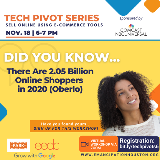EPConservancy's tweet photo. If you are a business owner or thinking about becoming an entrepreneur, this is for you. Register here: https://t.co/OOBW5qDnza

Join EPC and @EAMSHouston tomorrow at 6p as we kickoff Tech Pivots for Small Business Owners sponsored by @ComcastHouston 

#EPConservancy #EPCProgram https://t.co/v4BeSoXqzg