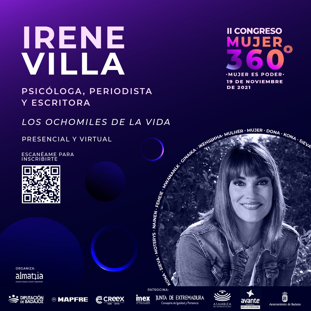_IreneVilla_'s tweet photo. Os veo el viernes 19 de noviembre a las 13h en Badajoz!! (Sede Creex, Calle Castillo de Feria SN). Muchísimas ganas !! #mujer360 #badajoz https://t.co/Cr1nfQx1bP