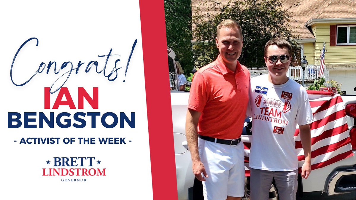 TeamLindstrom's tweet photo. Ian has been a consistent champion for our conservative movement. During our parades, Ian voluntarily takes on the role as ‘parade runner’ and keeps up with Brett running the route — which is no easy task! Thanks for your dedication to our campaign, Ian! https://t.co/NjJqBPqXpK