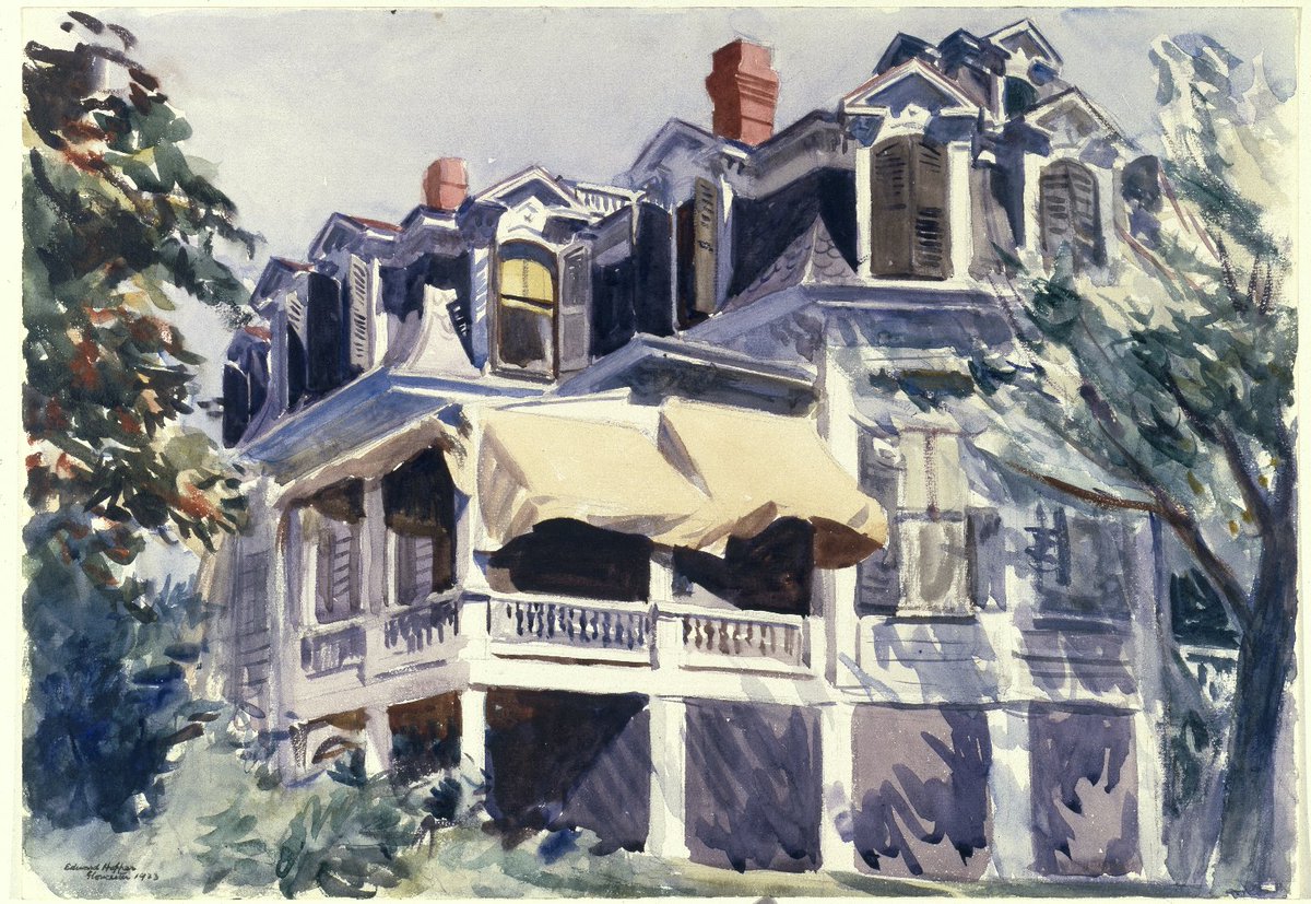 artisthopper's tweet photo. Edward Hopper, The Mansard Roof, 1923 https://t.co/KDWLWrplIQ #brooklynmuseum #americanart https://t.co/OWmfx440jU