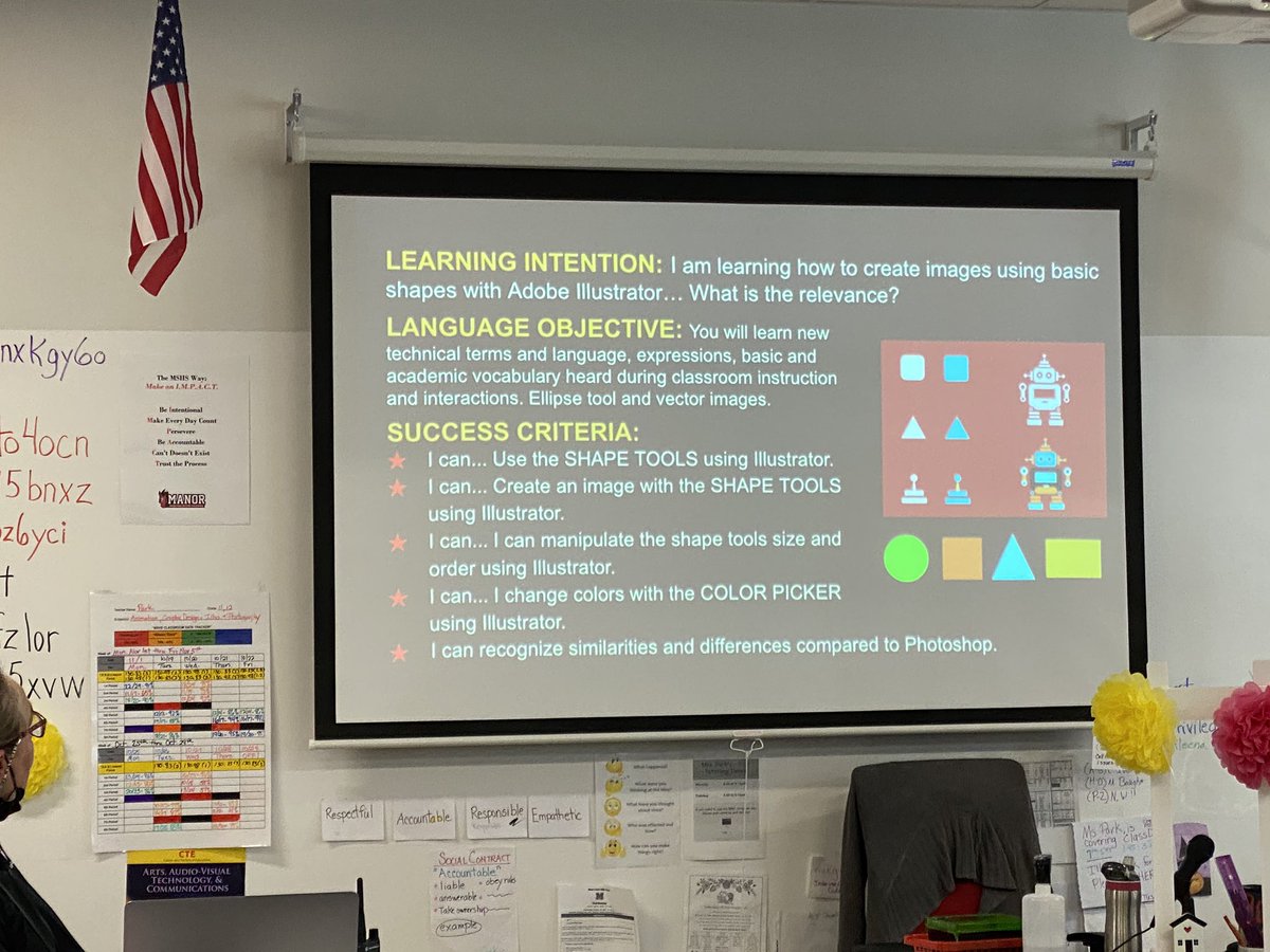 JessikaHearne's tweet photo. #TeachingAndLearning #CaughtInAction #MSHS #MakingAnImpact #GraphicDesign #MsPark #CTE #StudentsTakingOwnershipOfTheirLearning #LookAtOurScholarsGo  #Learning how to create images using basic shapes with #adobeillustrator @SpencerAndreD @MikePerkins_PLC @AlejandroGongo1 https://t.co/wJukyCz5AG