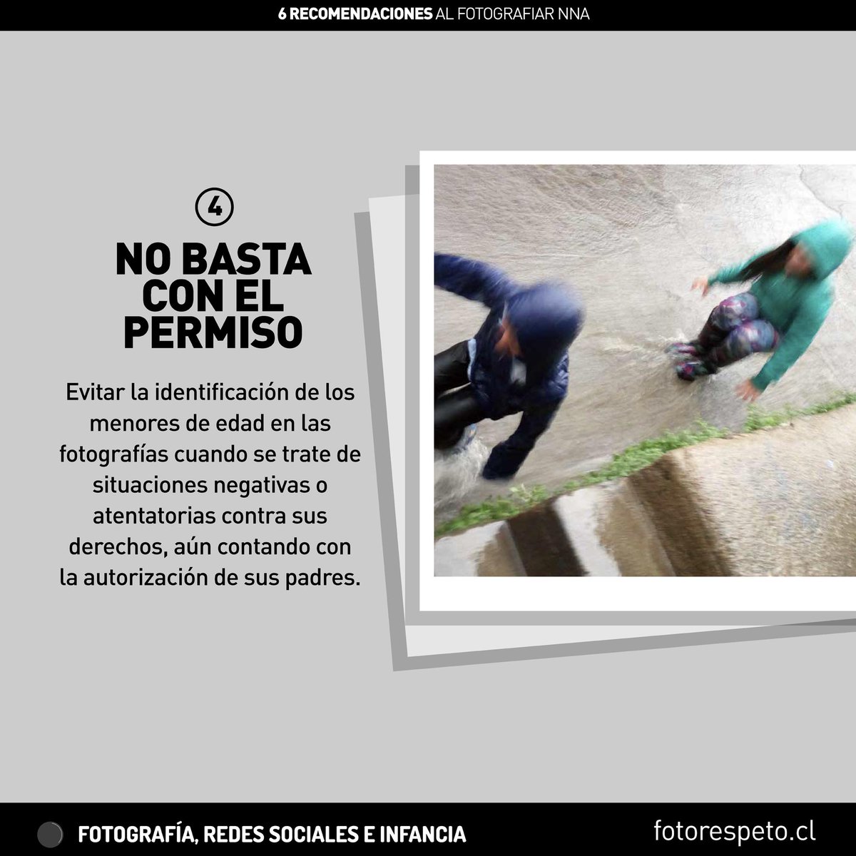 fotorespeto's tweet photo. 6 recomendaciones para profesionales de la imagen al momento de fotografiar niños, niñas y adolescentes (2da parte). 
Conoce el Proyecto @fotorespeto de @huella_digital y descarga la guía de buenas prácticas fotográficas desde el sitio https://t.co/pivgqDdfbJ. https://t.co/mRv7w2lSU6