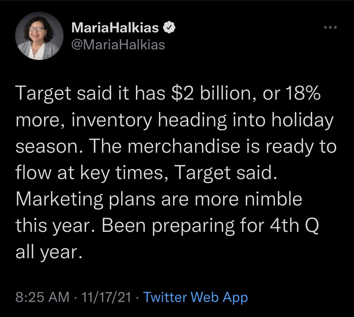 HarrisWarRoom's tweet photo. The top retailers in the United States all say that they are prepared for holiday shopping, and some even have more inventory than before COVID, but that doesn’t fit @CNN’s narrative.
The only thing bleak about this is CNN’s constant need to mislead the American people. https://t.co/qWeAnUmRRm