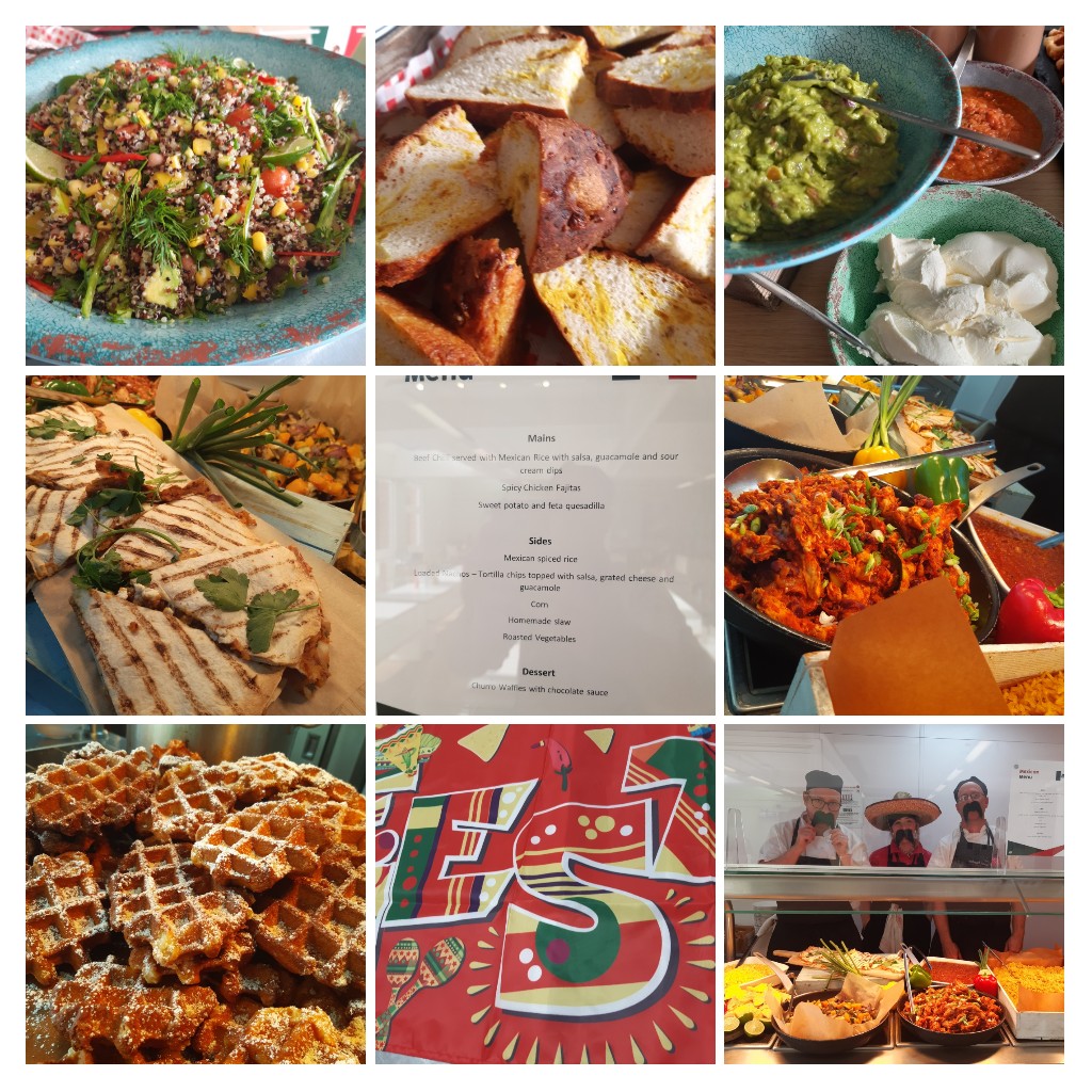 Mexican fiesta <a href="/newlandhouse/">Newland House School</a> freshly baked corn,cheese chilli bread,fajitas,  chilli , quesadillas,  churro waffles with chocolate sauce <a href="/melrahaman/">Melissa Rahaman</a> <a href="/MaryMar89923871/">Mary Martin</a>