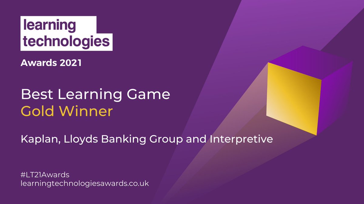 LTAwards's tweet photo. We are delighted to announce that @KaplanUK, Lloyds Banking Group @LBGplc and Interpretive @interpretivesim are the #LT21Awards Gold Winners for Best Learning Game! https://t.co/YZxDPrT7Ly