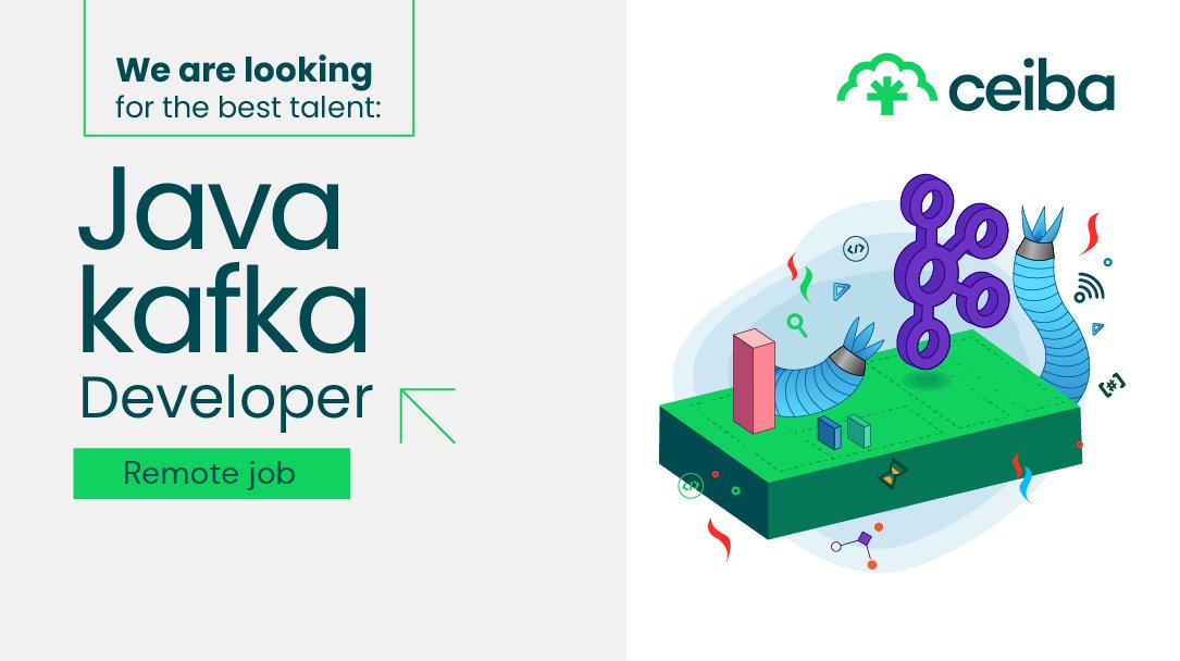CeibaSoftware's tweet photo. Be part of the #Kafka transformation!

We are looking for a Bilingual Java- Kafka Developer.

Apply here https://t.co/AEtapqzFX7
Contact us at https://t.co/8q3esiBH1R

We want the best talent to be part of #CeibaPRO!

#Colombia  #WeAreHiring #Dev #ITJobs #JavaJobs #KafaJobs https://t.co/KX3A1ZFvfc