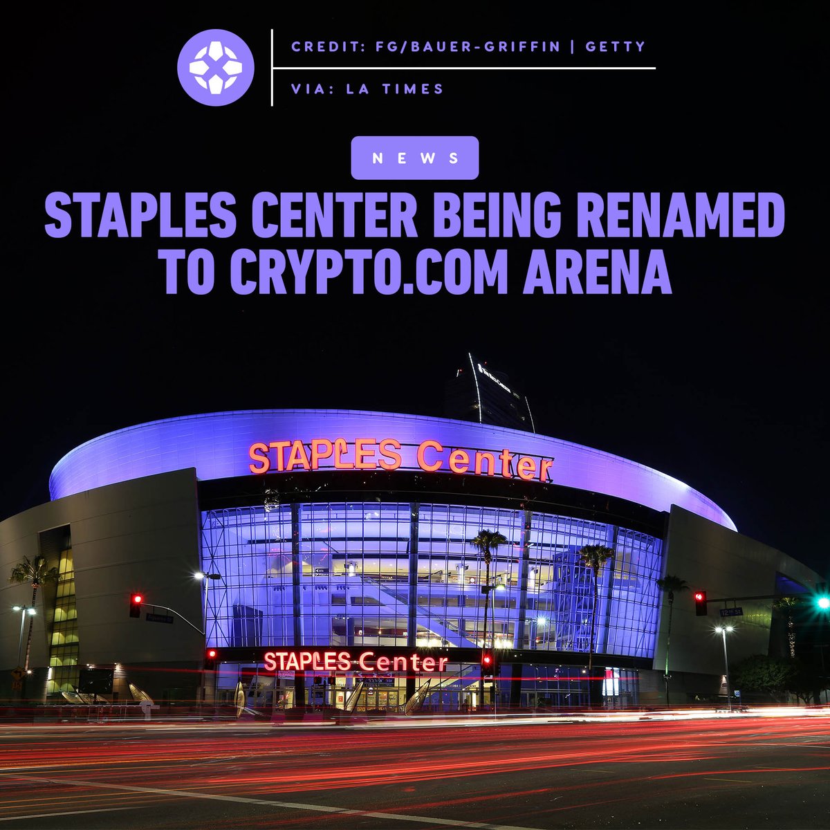 The Staples Center will be renamed https://t.co/xut0k7E2Qk on December 25,  2021 and will remain that name for the next 20 years. The website paid $700  Million for the naming rights, according to