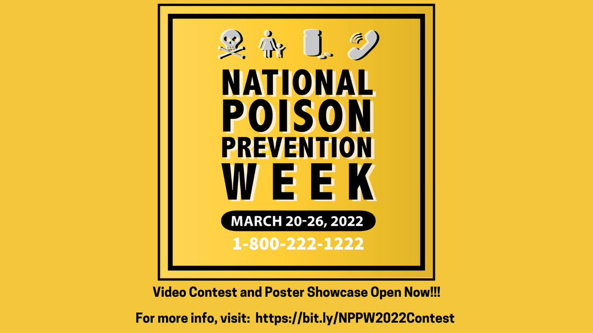 Bitter_Gal's tweet photo. Know any K to 12th grade kids? 

Check Out @NPPW_USA Video Contest &amp; Poster Showcase!

Seeking: Creative videos &amp; posters about poison prevention safety for kids by kids!
 
Theme: Poison Awareness and Control is for Everyone!

https://t.co/L8NuBgkhLY
  
Not associated w/Twitter https://t.co/vNdLfUgpCV