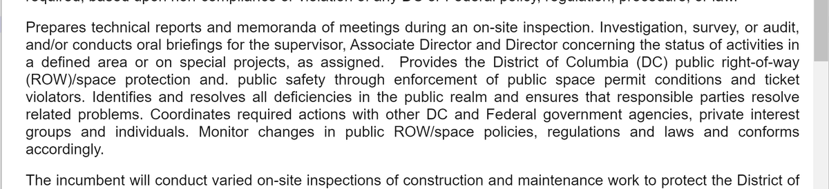 infinitebuffalo's tweet photo. 👀
@DDOTDC hiring "Construction Control Rep." to “conduct…inspections of construction and maintenance work to protect…public right-of-way (ROW)/space, public safety, and to enforce public space permit conditions and ticket violators.” #SafeAccommodations https://t.co/vGj1m1GrMr https://t.co/aGaO1ZZ5zy