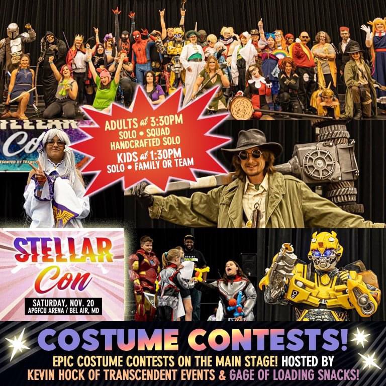We can’t wait for our costume contests! Theres a new tab over at stellar-con.com just for it! We can’t wait to see you!
#StellarCon
#TranscendentEvents
#YouBelongHere