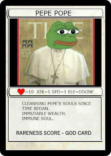 Vince_Van_Dough's tweet photo. I think of maximalists in the Pepe-verse similar to Bitcoin maxis. Unimaginative and misguided. 

A well balanced Pepe portfolio should contain Rare Pepes, Rare Pepes, Fake Rares, and fake rares. https://t.co/UMdfJXT1jr