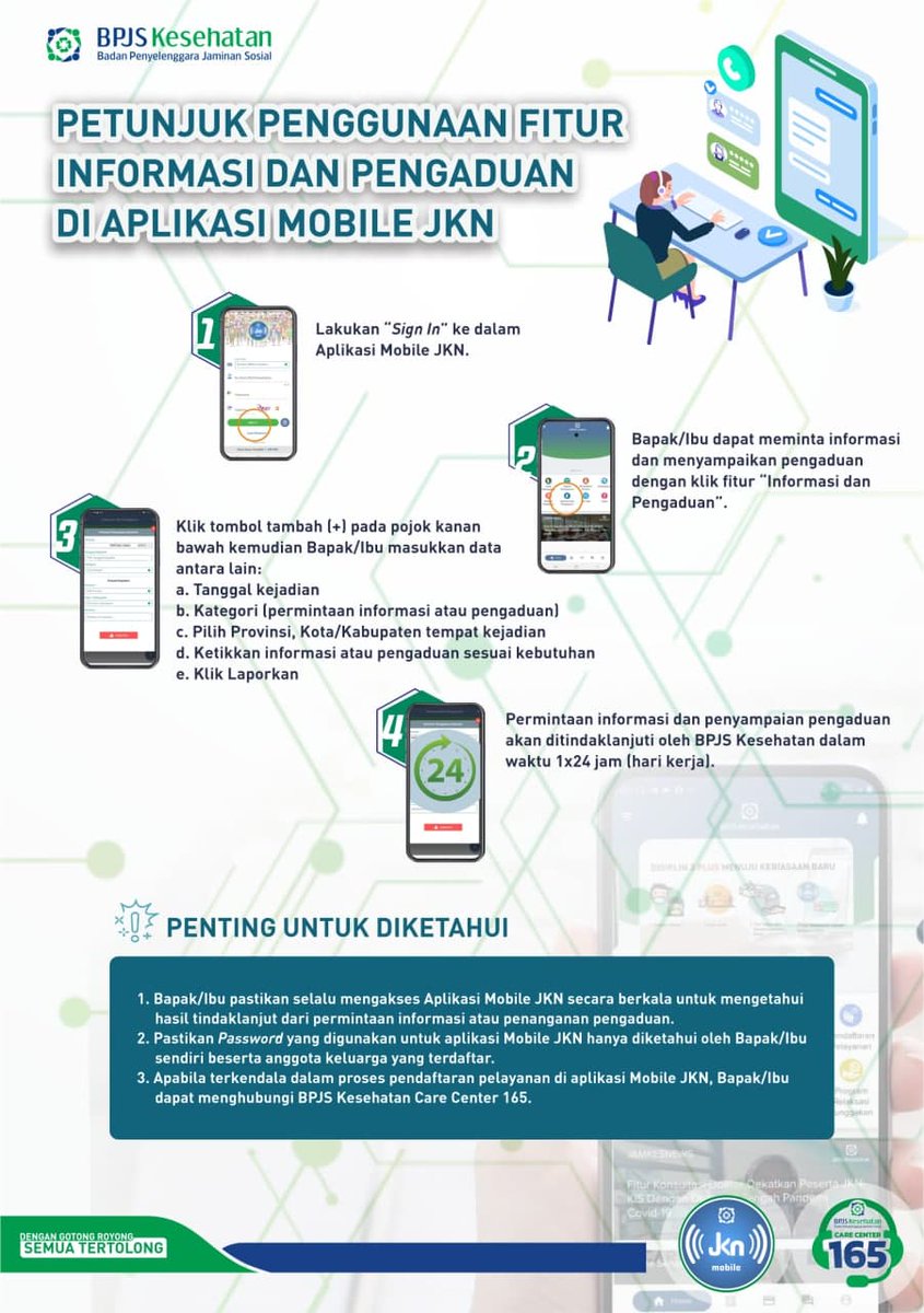 primanrmla's tweet photo. ❌Ingin mencari informasi dan punya keluhan dan terkait JKN-KIS ?

✅ Kita gak perlu lagi datang ke Kantor Cabang BPJS Kes, sekarang sudah bisa menggunakan MobileJKN

📱Mau tau caranya ? Simak infografis nya ya 

Ayo Gunakan Mobile JKN
Mudah
Praktis
Dan Tidak Perlu Mengantri 🧭 https://t.co/w1GHIpmxQR