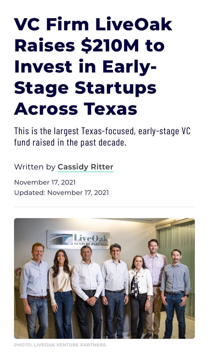 LumenInsure's tweet photo. @liveoakvp raises $210M to invest in early stage startups, making it the largest Texas-focused, early-stage VC fund raised in the past decade. 🔥👏🏼 - @BuiltInAustin
.
.
.
.
#startups #austinvc #liveoakventurepartners #vcfund https://t.co/7vMANwtyua
