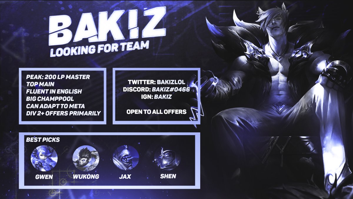 Looking for a team after taking a split off
Likes and retweets are appreciated <3