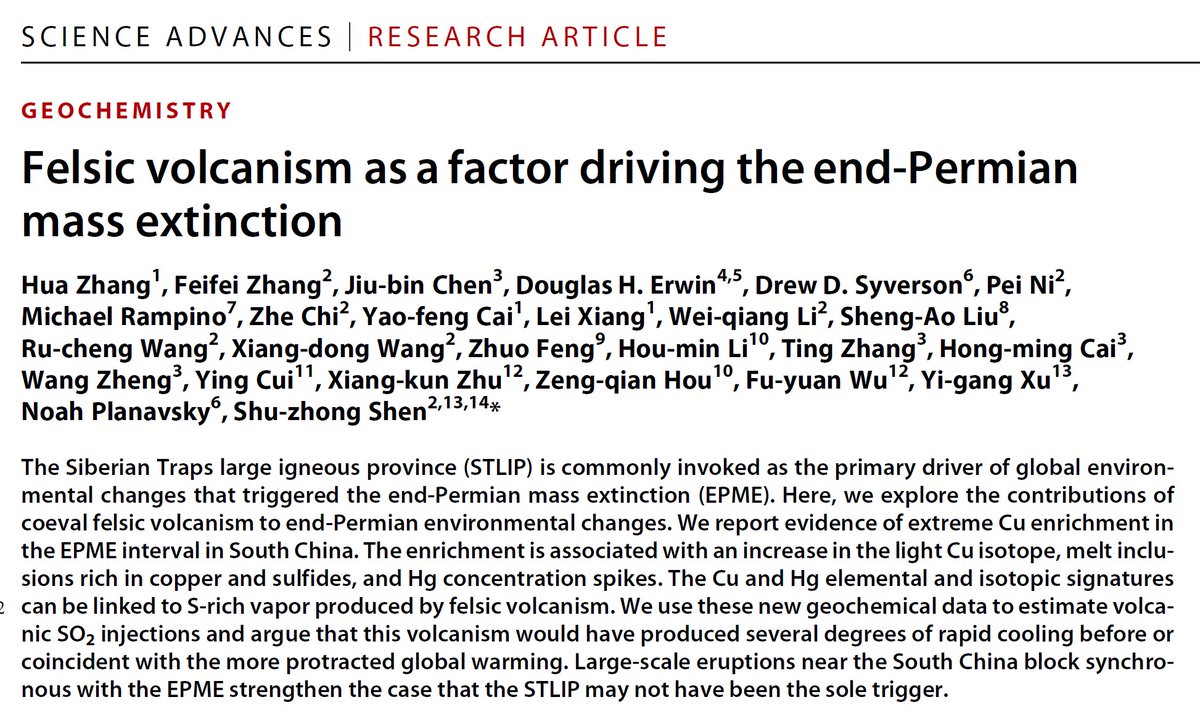 SShuzhong's tweet photo. Our new paper suggested the Siberian Traps may not the sole driver of the largest mass extinction. https://t.co/4f5DIzTuaN https://t.co/B4mShqrTqw
