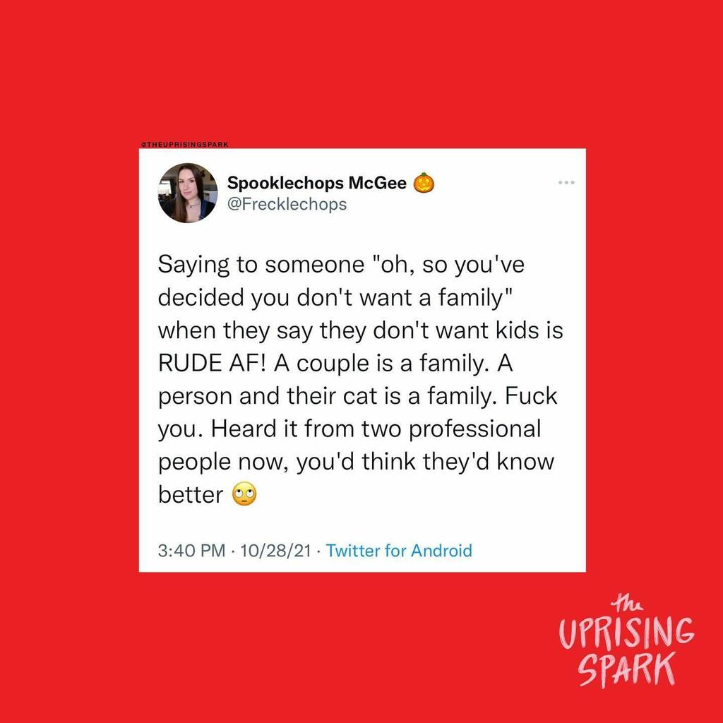 cf_firecrackers's tweet photo. What she said 👆
Via @frecklechops31 🧨💥🔥
.
.
.
#iamchildfree #TheUprisingSpark #childfree #childfreewoman #childfreewomen #childfreelife #intersectionalfeminism #childfreebychoice #childfreelifestyle #nonparent #teamnokids #childfreecoach #childfre… https://t.co/Ot4V9k2Qbo https://t.co/IKJDtM9Vl4