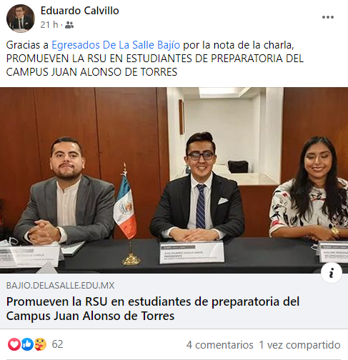 Egresados_UDLSB's tweet photo. Saludos @EduCalvillo muchas gracias por compartir tu experiencia sobre Responsabilidad Social Universitaria con tu Alma Mater. 🎓

👉https://t.co/mtyoTJPdmf

#NoticiasDeLaSalle #EgresadosDeLaSalle #SomosDeLaSalleBJX #Lasallistas https://t.co/dnLiHDV5wl