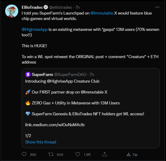 nftmonster77's tweet photo. @elliotrades @Immutable @HighriseApp Hey Ellio don’t want to be a pain but this was easily misinterpreted and I’m sitting here still stuck with basically a useless nft down $1000. This isnt a small amount of money to me. I mean look at that screen shot very easy for new people into superfarm to not understand. https://t.co/XyNNCZLR78