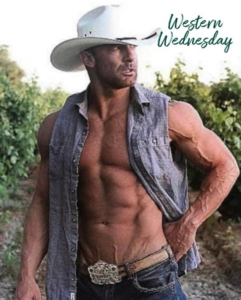 frominhere's tweet photo. My favorite day of the week, happy Western Wednesday!

• 🤠🤠🤠
•
#westernwednesday #wranglers #denim #chaps #cowboyhats #whitehat #ink #sixpackabs #frominhere #mancandy #wednesdayvibes #armporn #stubble #beltbuckle #cowboy #ciwboyboots #knockingboots https://t.co/MRK16VtWrw