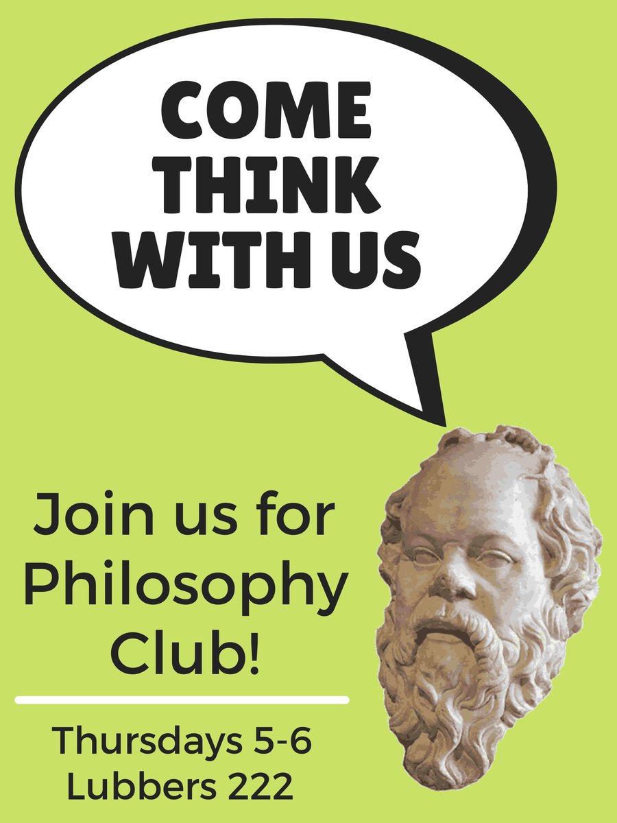 HopePhilosophy's tweet photo. Don't forget! Philosophy club is tomorrow afternoon in Lubbers 222 from 5-6pm. See you there! https://t.co/urpyM6XaJo
