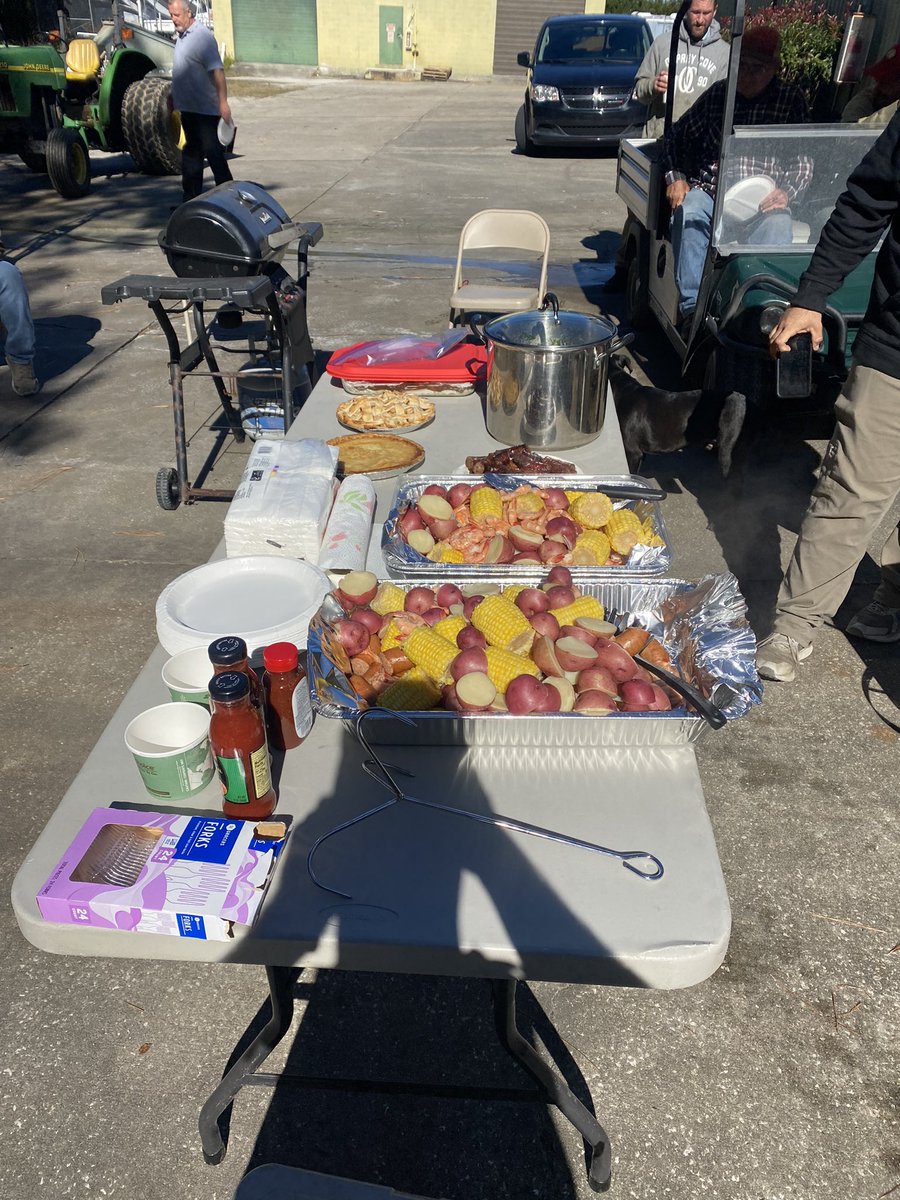 Low country boil for the crew yesterday with a side of pie!
