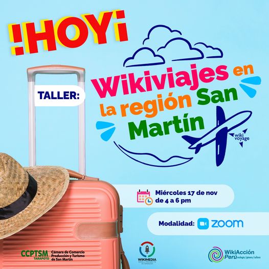 wikiaccionperu's tweet photo. ¡𝗛𝗢𝗬: Taller: Wikiviajes en la región San Martín! ✈Gracias a todos los participantes :) @wikipedia @eswikipedia @WikiCommons_es @WikiCommons @wmspug @wikimediaperu #wikimedia #wikipedia #wikipediaenespañol #wikipediaespañol #conocimientolibre #wikiviajes https://t.co/gvg6jGbYII